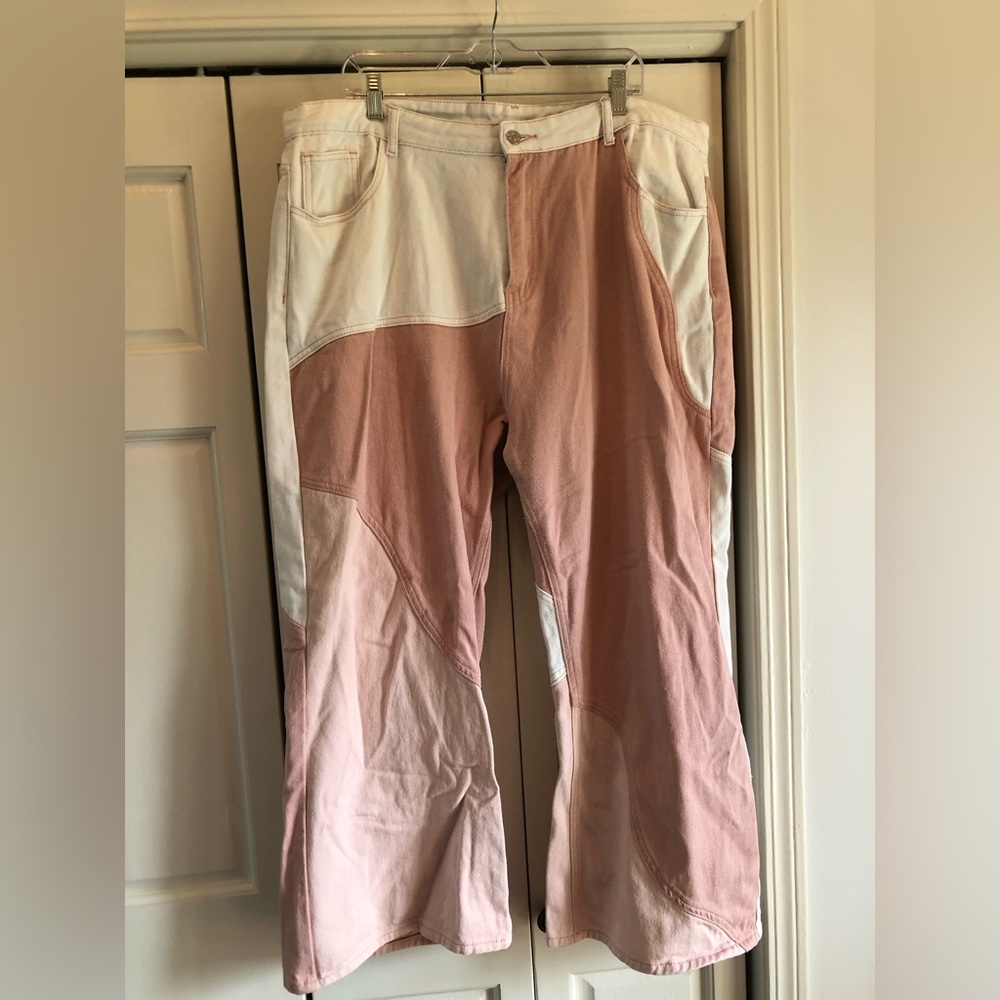Cider multi tone jeans, cream & pinky/tan 3X